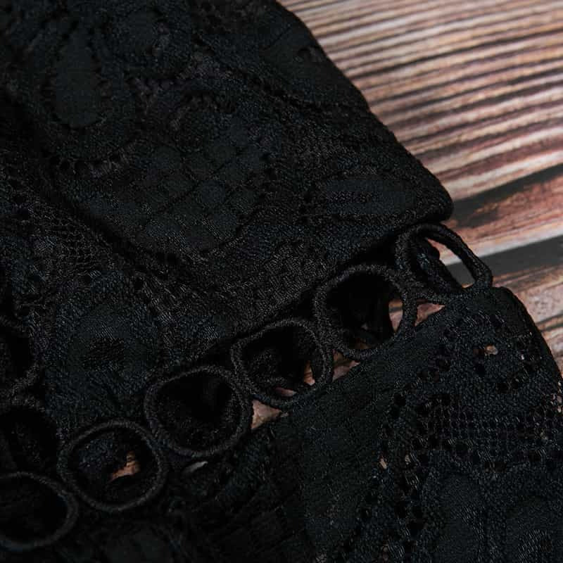Deep V Lace Bodysuit - Long Sleeve