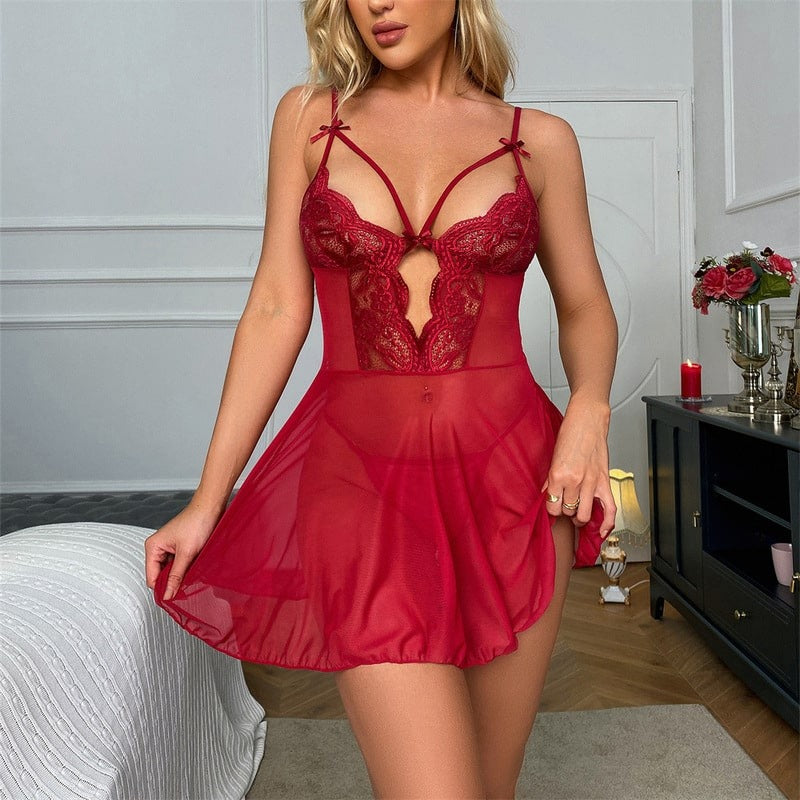 Sheer Lace Babydoll - Deep V Edition